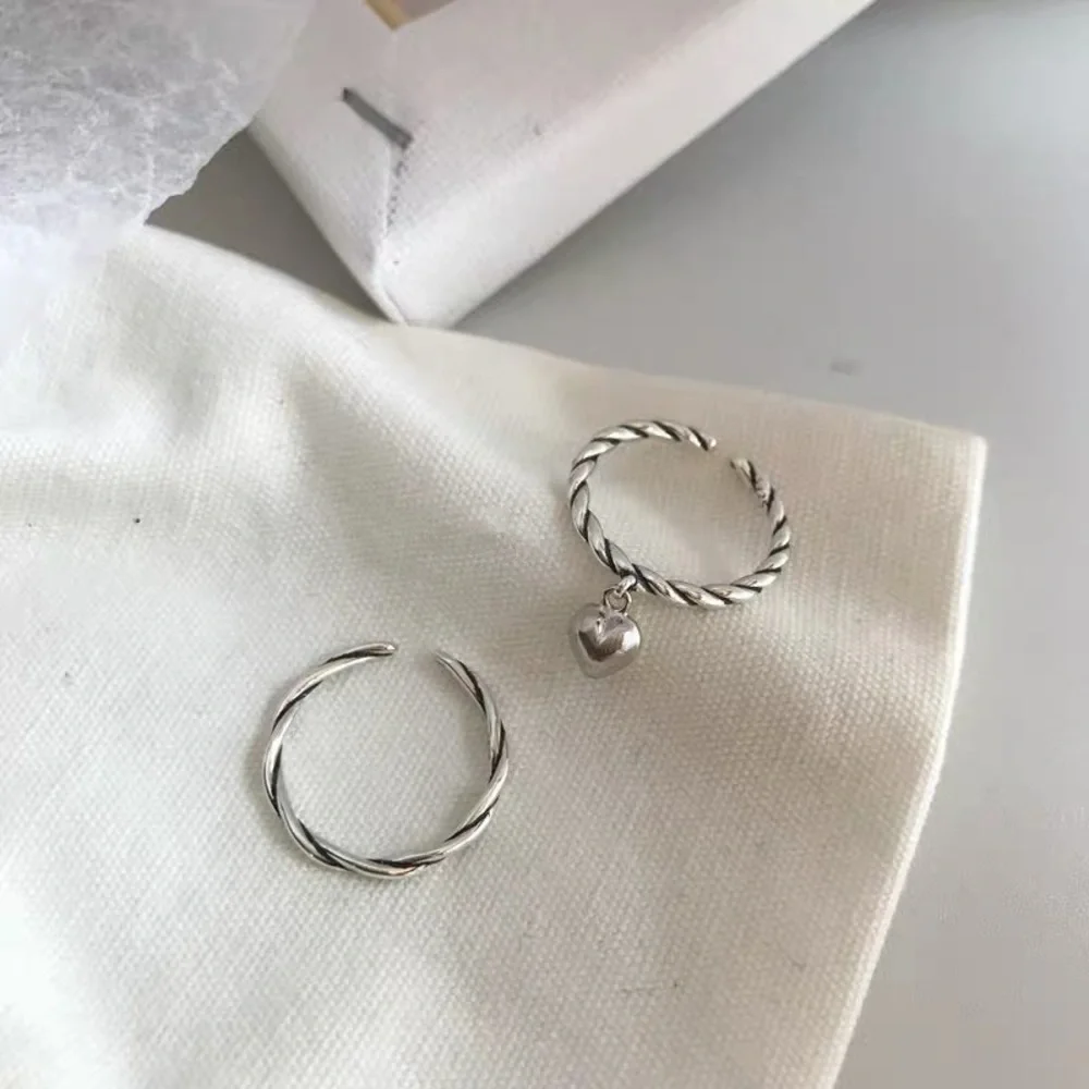 Dangle heart ring , heart ring, silver ring , sterling silver ring, twisted ring